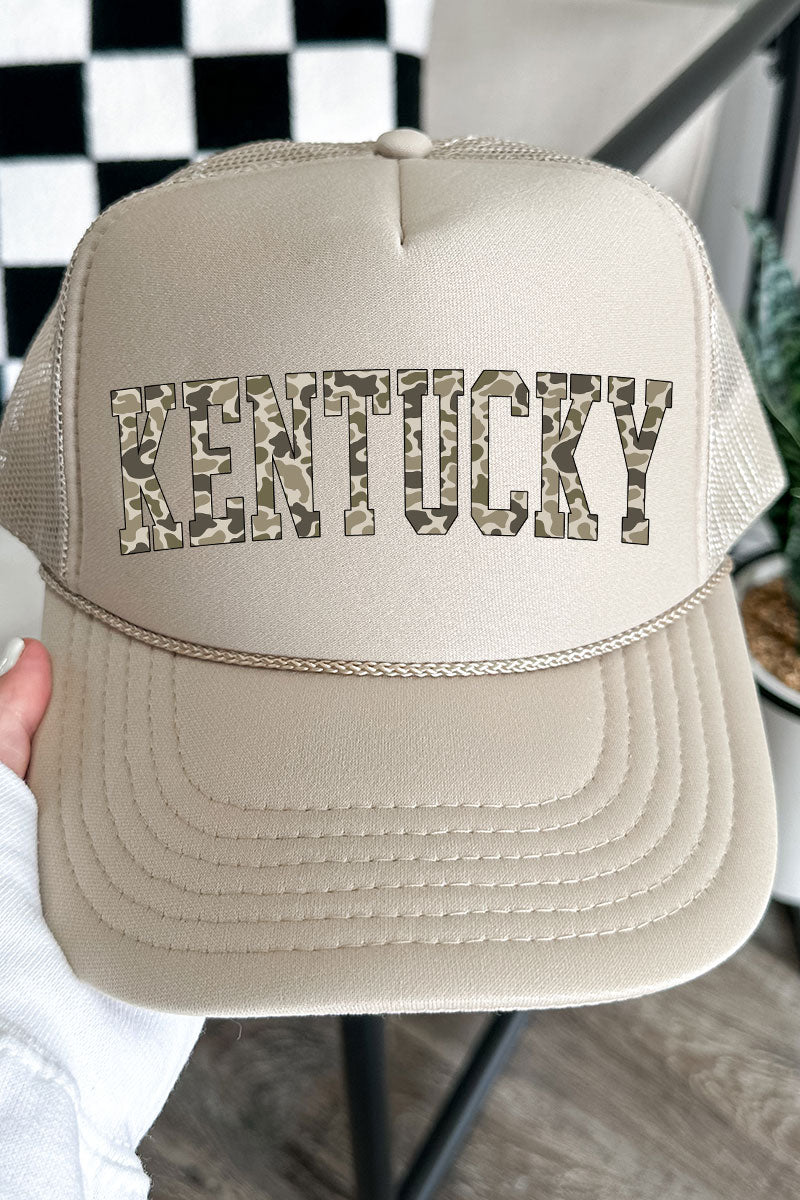 Camo Kentucky Otto Khaki Foam Front Trucker Hat - Wholesale Accessory Market