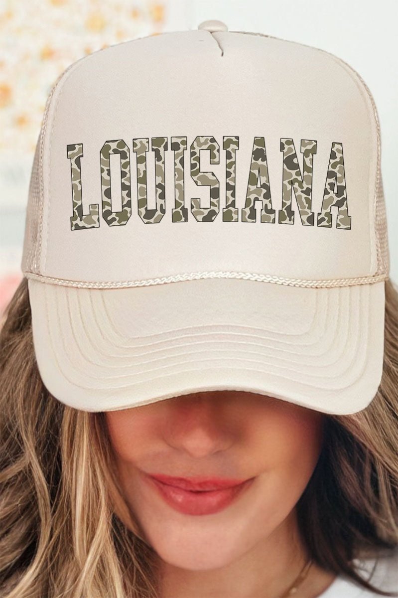 Camo Louisiana Otto Khaki Foam Front Trucker Hat - Wholesale Accessory Market