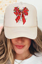 Christmas Lights Coquette Bow Otto Khaki Foam Front Trucker Hat - Wholesale Accessory Market