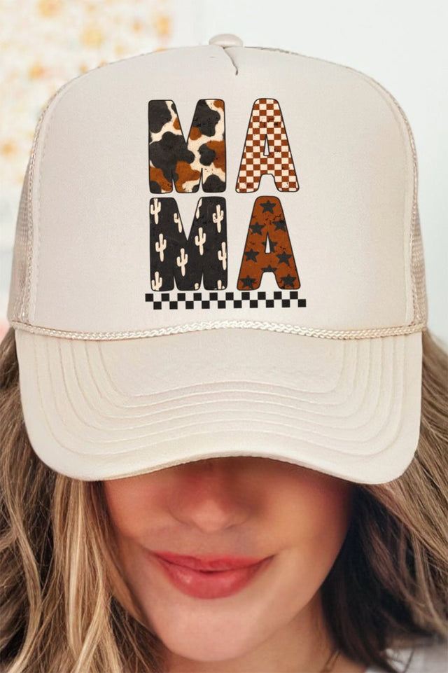 Cow Cactus Mama Otto Khaki Foam Front Trucker Hat - Wholesale Accessory Market