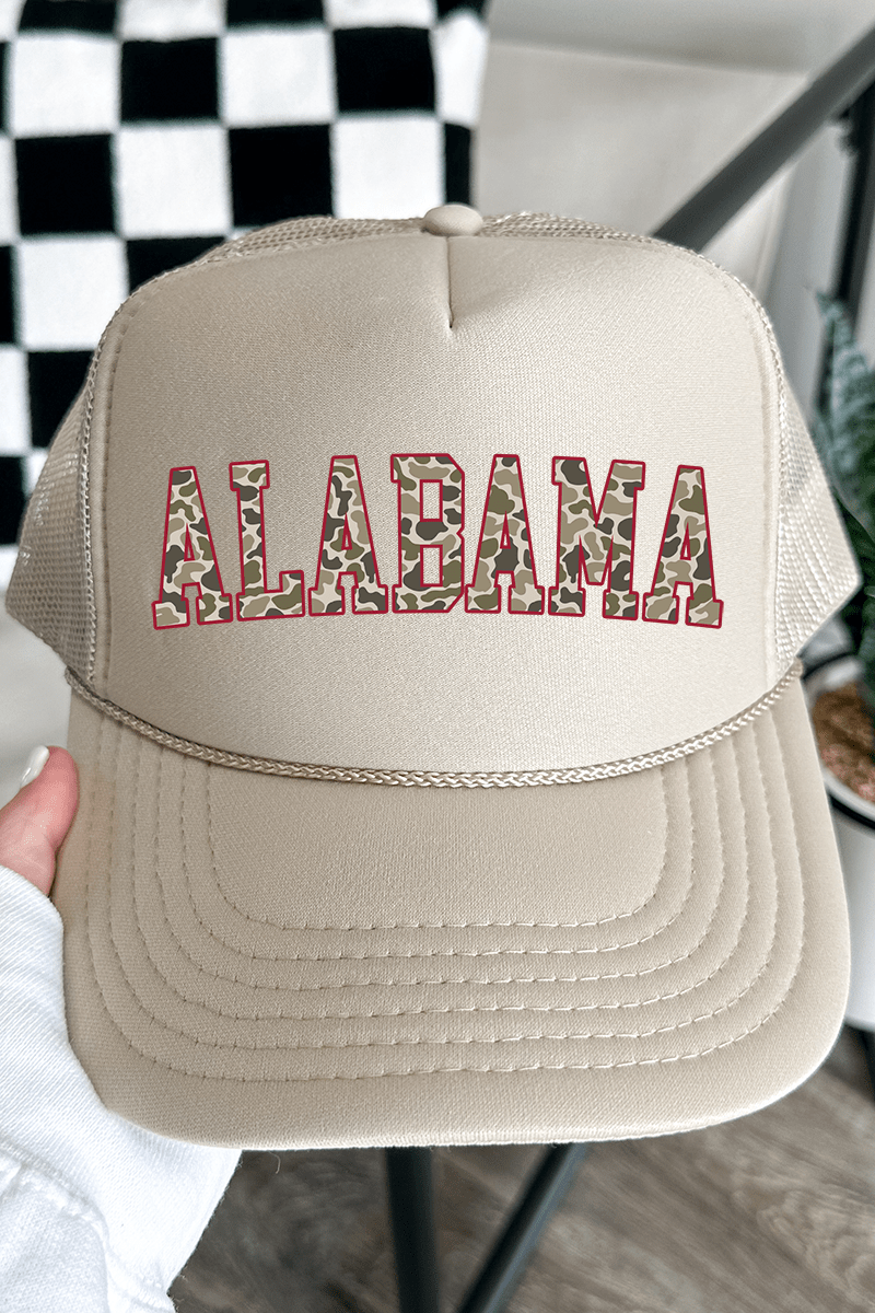 Crimson Alabama Camo Otto Khaki Foam Front Trucker Hat - Wholesale Accessory Market