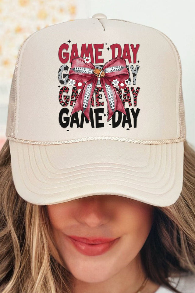 Crimson Stacked Gameday Otto Khaki Foam Front Trucker Hat - Wholesale Accessory Market