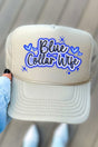 Faux Airbrush Blue Collar Wife Otto Khaki Foam Front Trucker Hat - Wholesale Accessory Market
