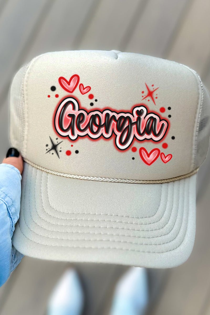 Faux Airbrush Georgia Otto Khaki Foam Front Trucker Hat - Wholesale Accessory Market