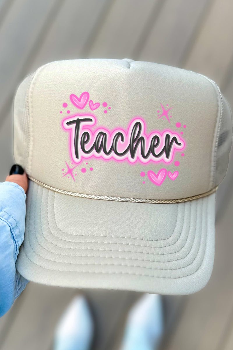 Faux Airbrush Teacher Otto Khaki Foam Front Trucker Hat - Wholesale Accessory Market