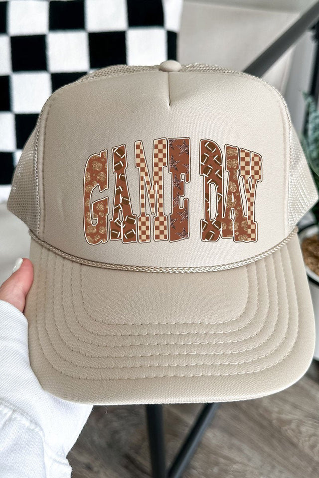 Game Day Glitz Otto Khaki Foam Front Trucker Hat - Wholesale Accessory Market