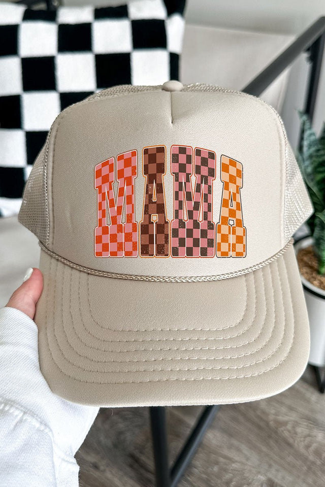 Girlie Check Mama Otto Khaki Foam Front Trucker Hat - Wholesale Accessory Market