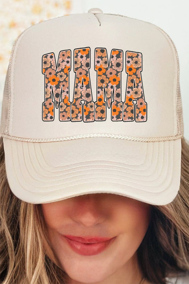 Golden Blooms Mama Otto Khaki Foam Front Trucker Hat - Wholesale Accessory Market