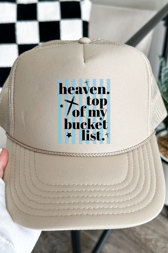 Heaven, Top Of My Bucket List Otto Khaki Foam Front Trucker Hat - Wholesale Accessory Market