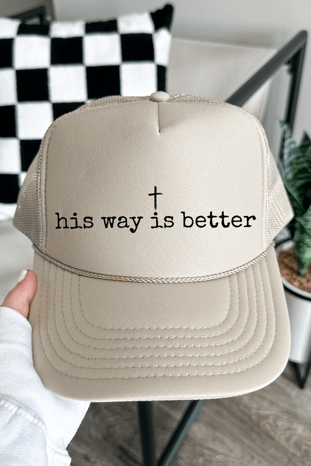 His Way Is Better Otto Khaki Foam Front Trucker Hat - Wholesale Accessory Market