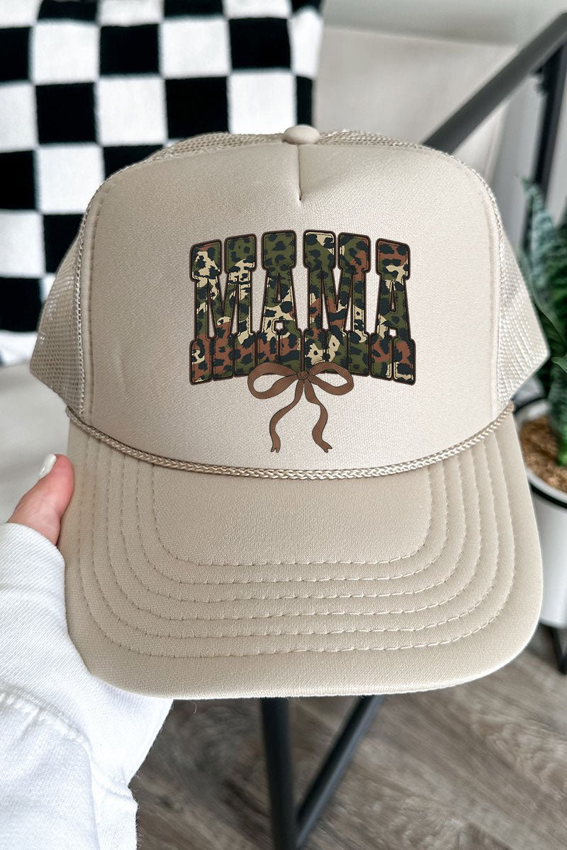 Hunting Mama Ribbon Otto Khaki Foam Front Trucker Hat - Wholesale Accessory Market