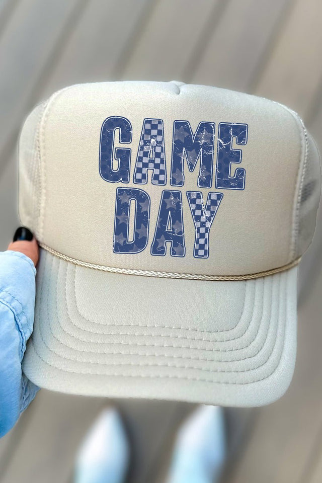 Navy Starry Game Day Otto Khaki Foam Front Trucker Hat - Wholesale Accessory Market