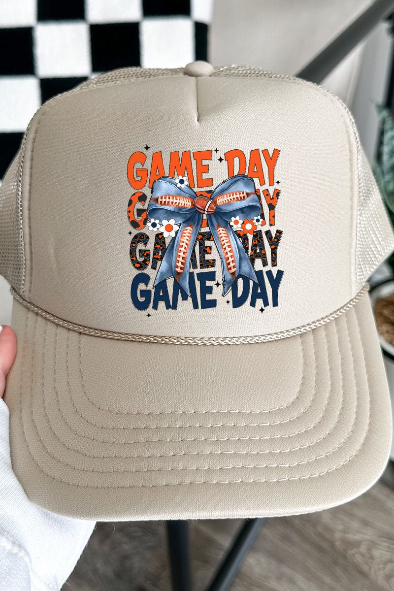 Orange & Blue Stacked Gameday Otto Khaki Foam Front Trucker Hat - Wholesale Accessory Market