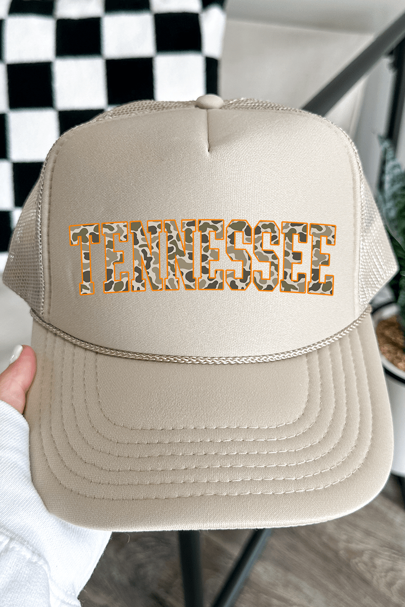 Orange Tennessee Camo Otto Khaki Foam Front Trucker Hat - Wholesale Accessory Market