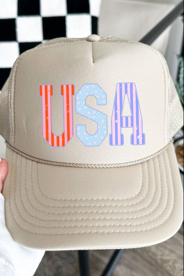 Pastel American Dreamin' Otto Khaki Foam Front Trucker Hat - Wholesale Accessory Market
