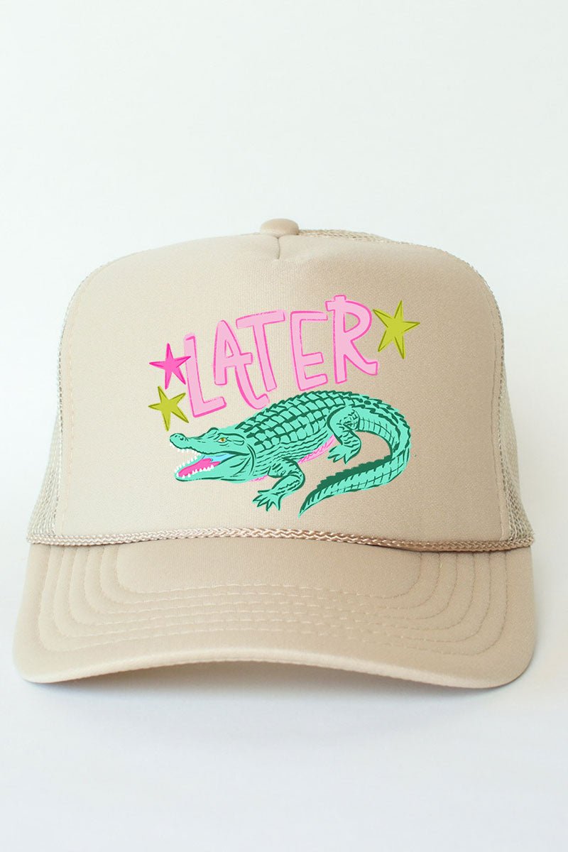 Pink Later Gator Otto Khaki Foam Front Trucker Hat - Wholesale Accessory Market