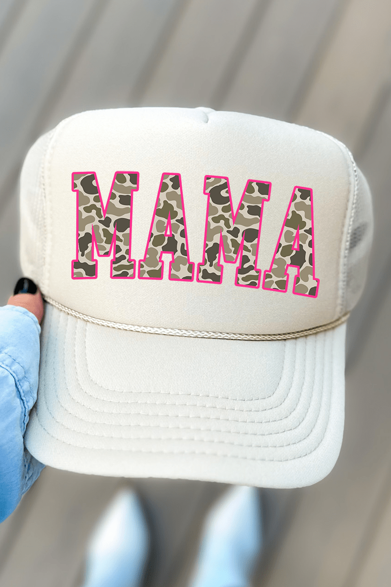 Pink Mama Camo Otto Khaki Foam Front Trucker Hat - Wholesale Accessory Market