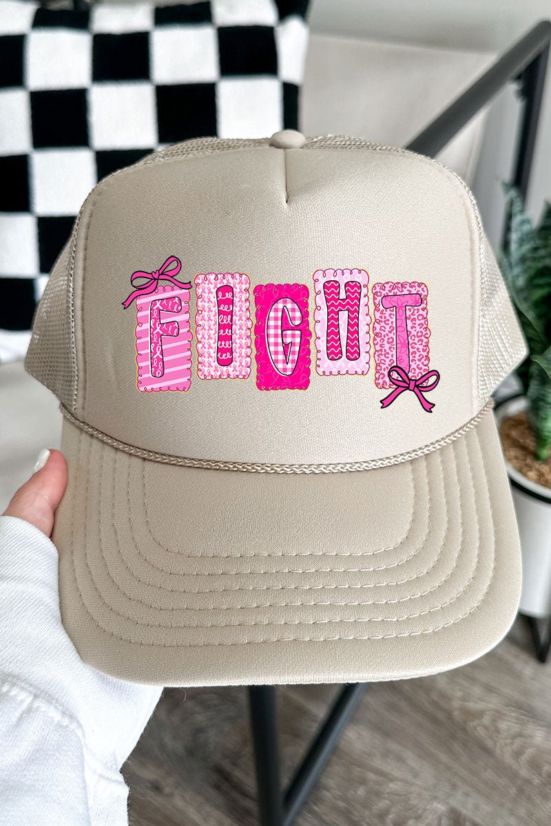 Pretty, Powerful, Pink Fight Otto Khaki Foam Front Trucker Hat - Wholesale Accessory Market