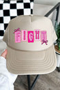 Pretty, Powerful, Pink Fight Otto Khaki Foam Front Trucker Hat - Wholesale Accessory Market