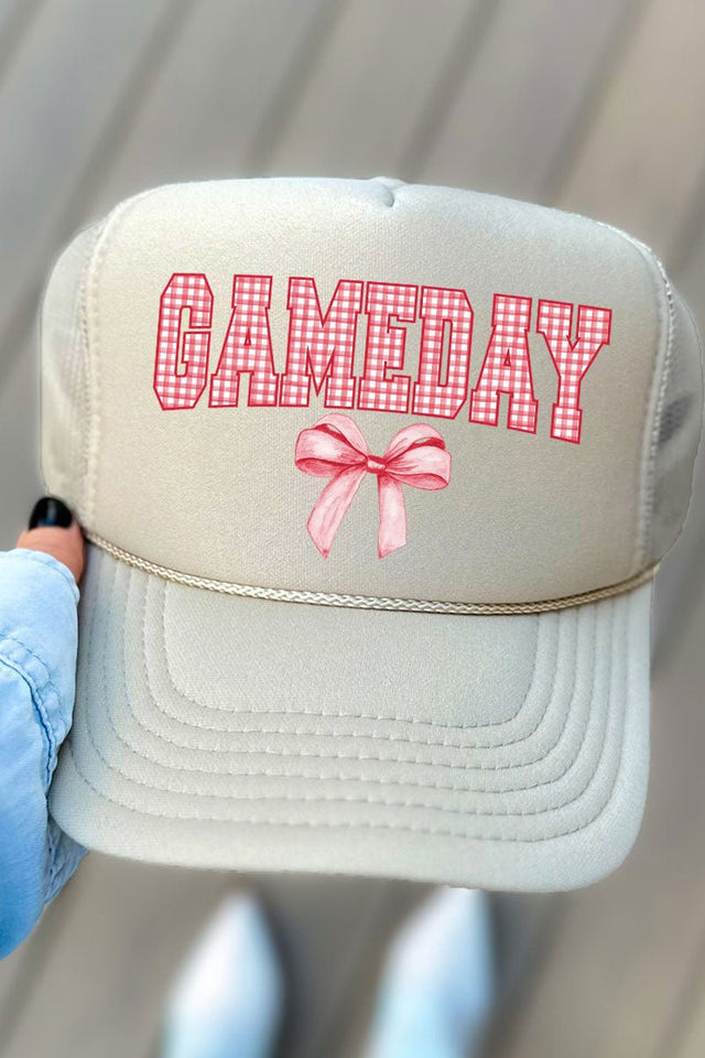 Red Gingham Gameday Otto Khaki Foam Front Trucker Hat - Wholesale Accessory Market
