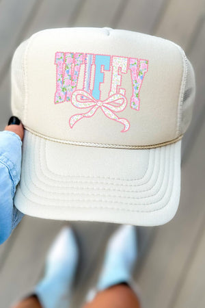 Ribboned Roses Wifey Otto Foam Front Trucker Hat - Wholesale Accessory Market