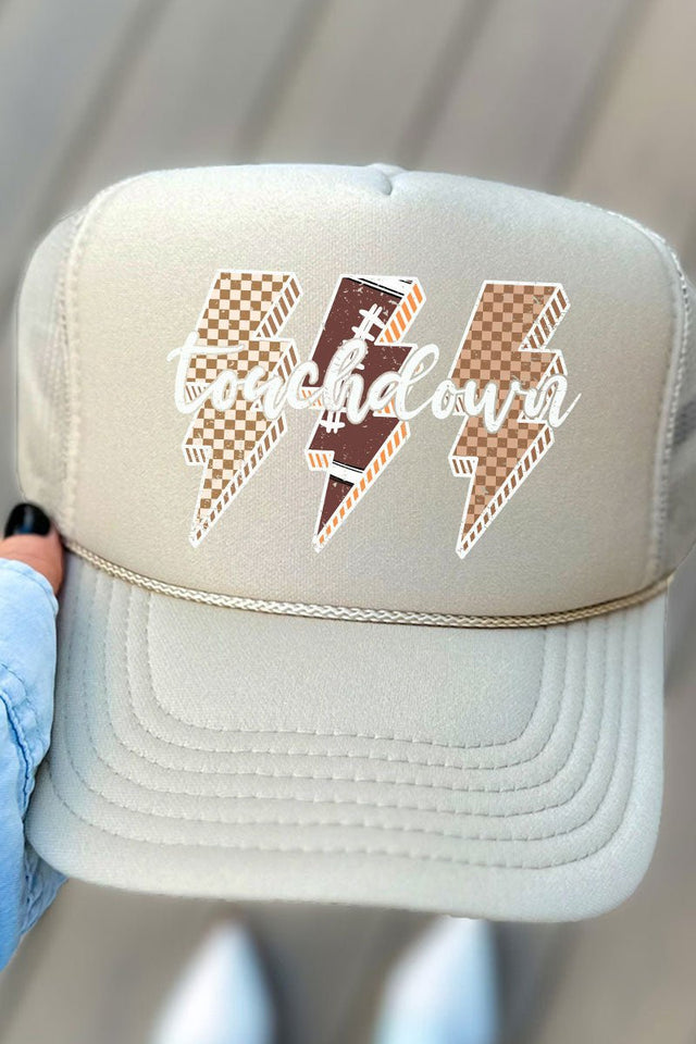 Touchdown Lightning Bolt Otto Khaki Foam Front Trucker Hat - Wholesale Accessory Market