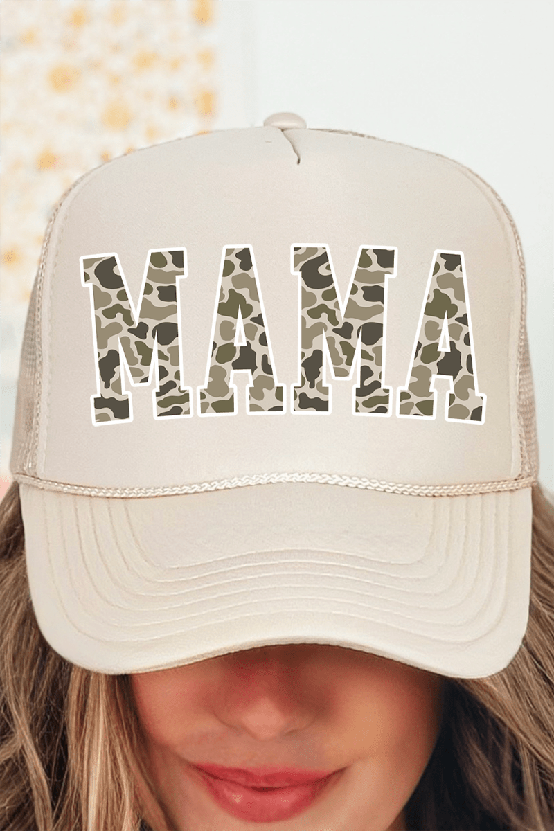 White Mama Camo Otto Khaki Foam Front Trucker Hat - Wholesale Accessory Market