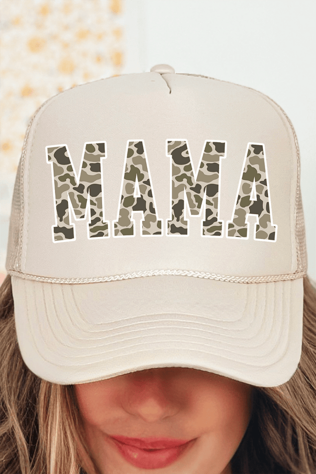 White Mama Camo Otto Khaki Foam Front Trucker Hat - Wholesale Accessory Market