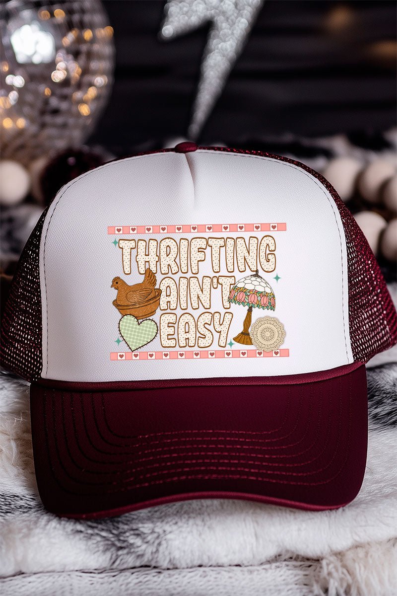 Thrifting Ain't Easy Otto Maroon with White Foam Front Trucker Hat - Wholesale Accessory Market