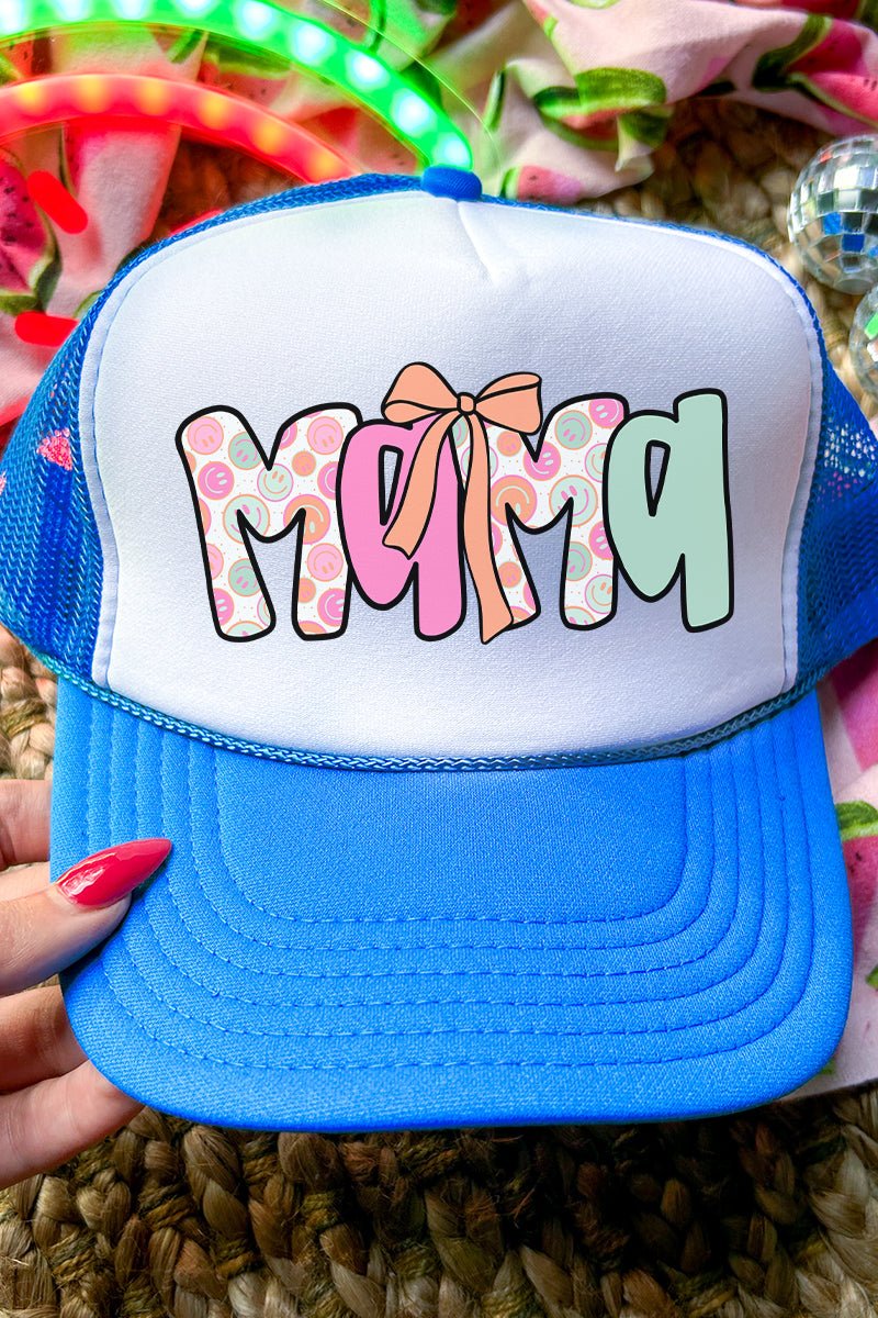 All Smiles Mama Otto Neon Blue with White Foam Front Trucker Hat - Wholesale Accessory Market