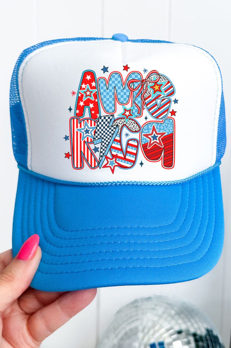 All Things America Doodle Otto Neon Blue with White Foam Front Trucker Hat - Wholesale Accessory Market