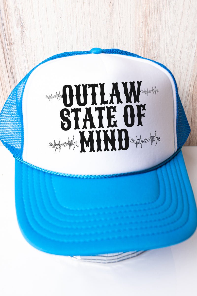 Barbed Wire Outlaw Otto Neon Blue with White Foam Front Trucker Hat - Wholesale Accessory Market