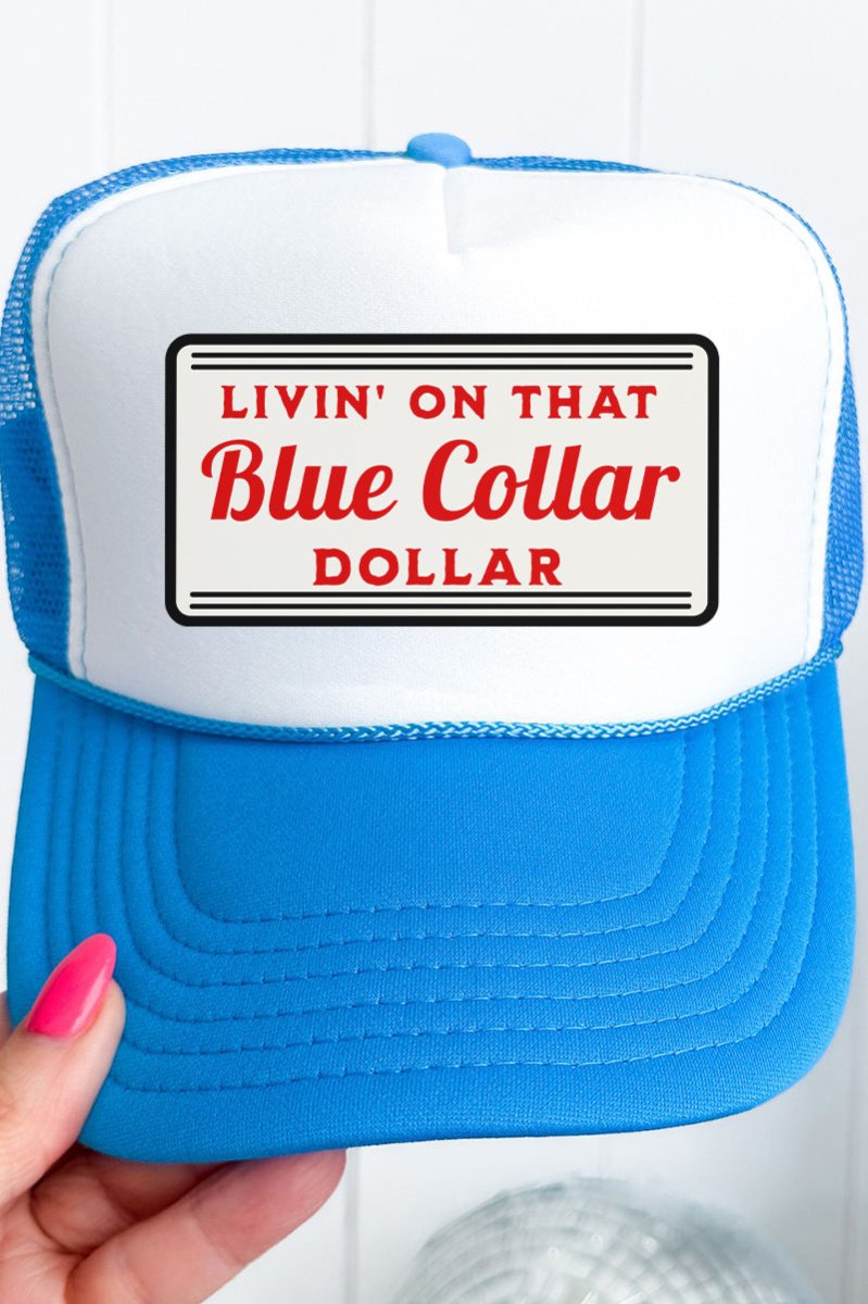 Blue Collar Dollar Otto Neon Blue with White Foam Front Trucker Hat - Wholesale Accessory Market