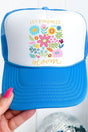 Boho Let Kindness Bloom Otto Neon Blue with White Foam Front Trucker Hat - Wholesale Accessory Market