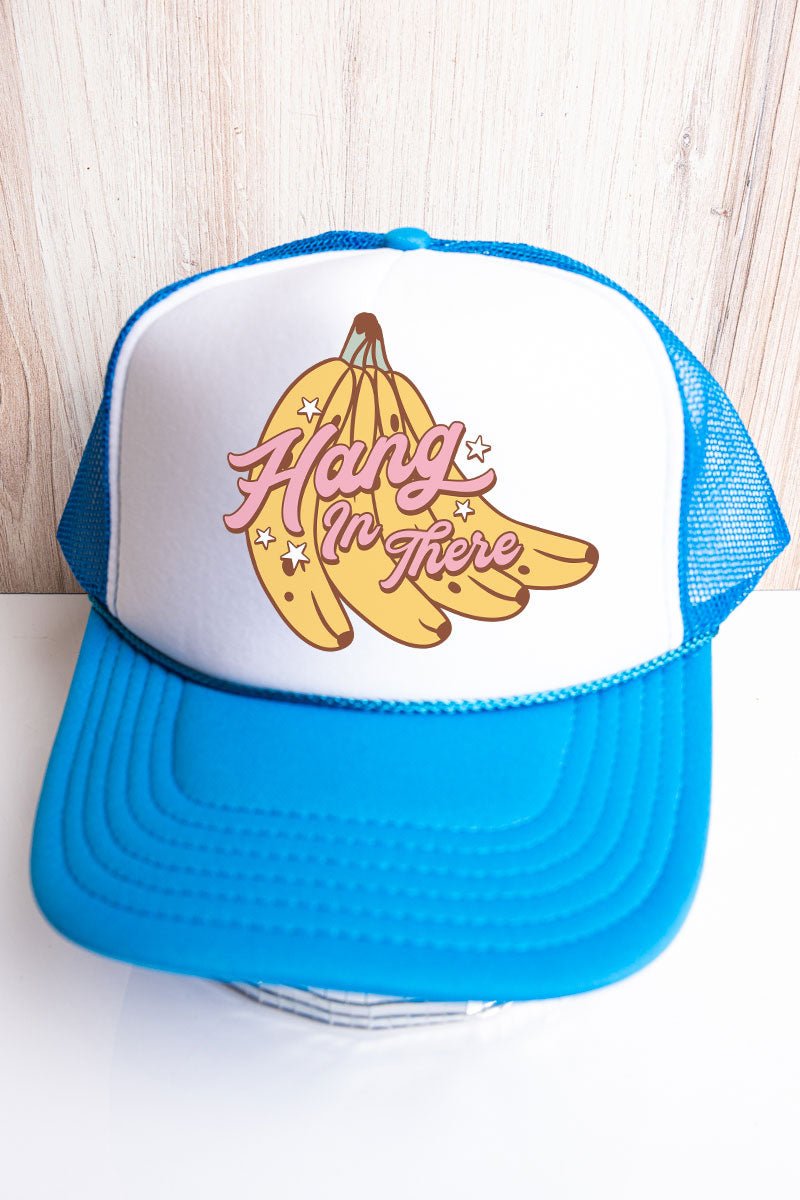 Hang In There Bananas Otto Neon Blue with White Foam Front Trucker Hat - Wholesale Accessory Market