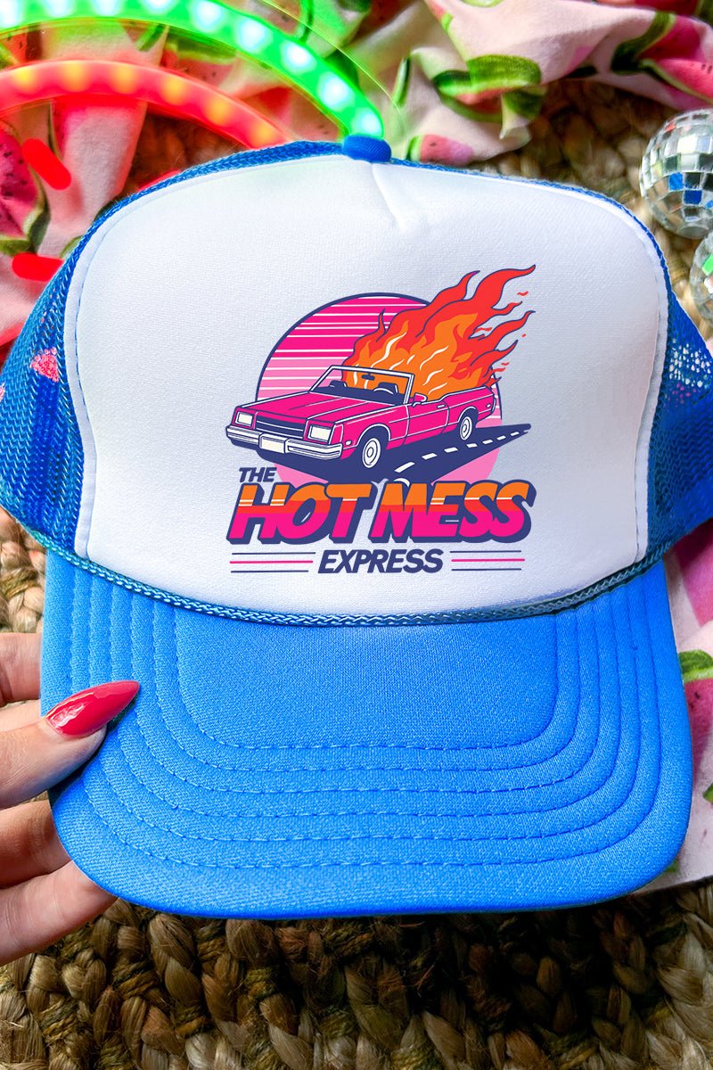 Hot Mess Express Otto Neon Blue with White Foam Front Trucker Hat - Wholesale Accessory Market