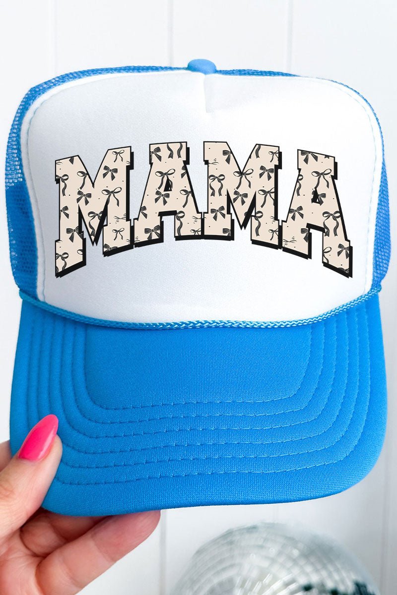 Khaki Coquette Mama Otto Neon Blue with White Foam Front Trucker Hat - Wholesale Accessory Market