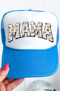 Khaki Coquette Mama Otto Neon Blue with White Foam Front Trucker Hat - Wholesale Accessory Market