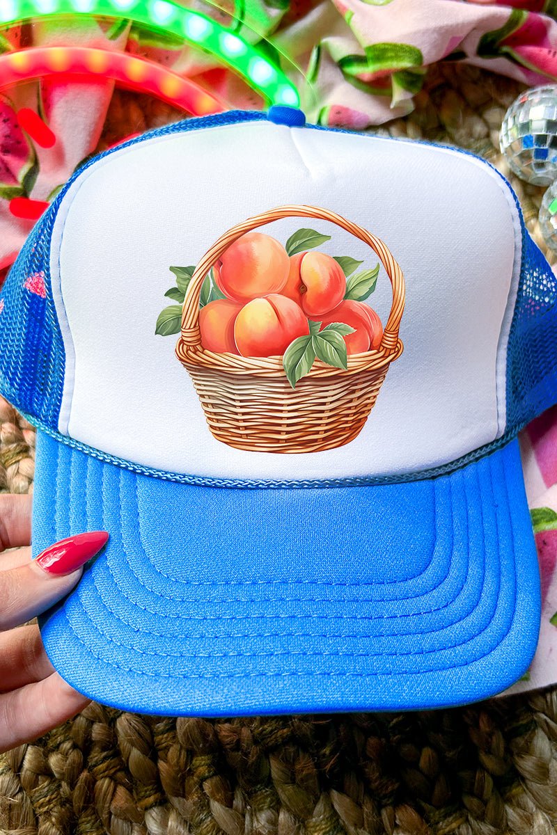 Peach Pickin' Otto Neon Blue with White Foam Front Trucker Hat - Wholesale Accessory Market
