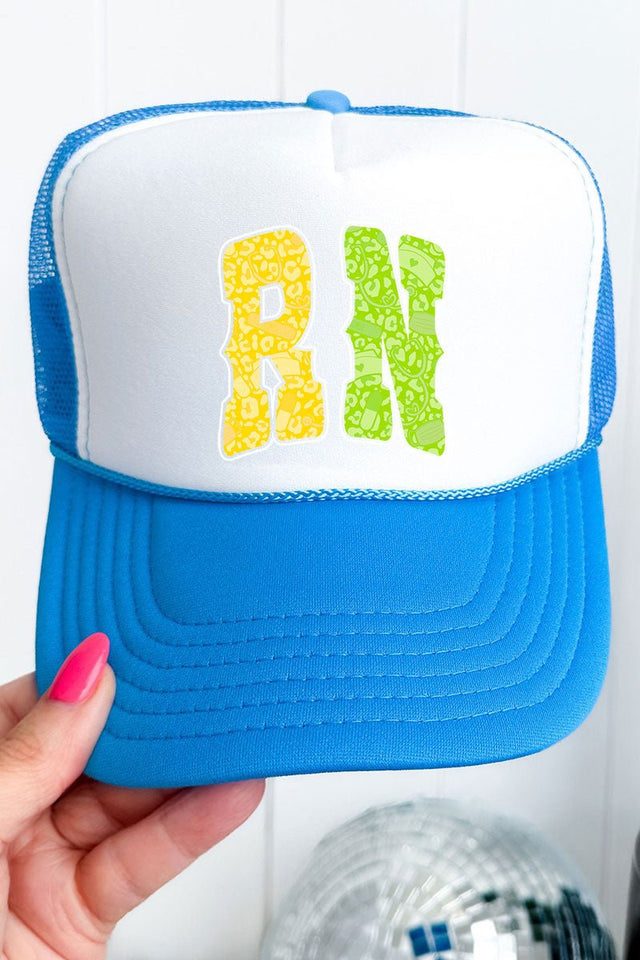 RN Neon Care Crew Otto Neon Blue with White Foam Front Trucker Hat - Wholesale Accessory Market