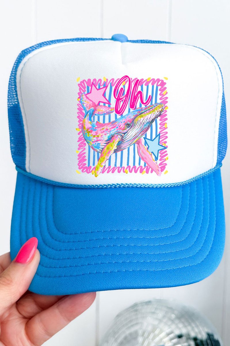 Striped Oh Whale Otto Foam Front Trucker Hat - Wholesale Accessory Market