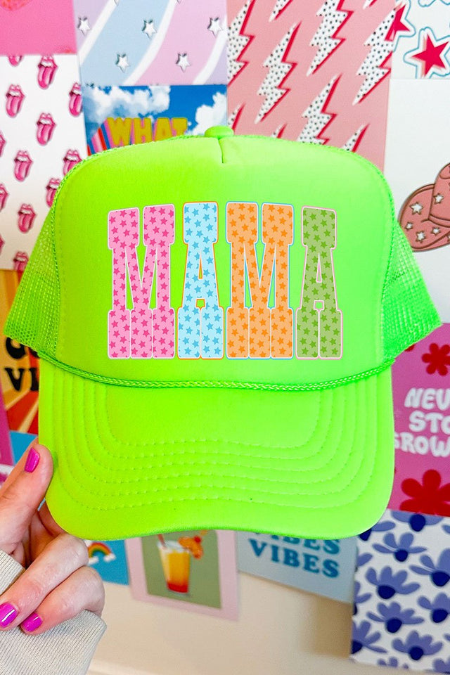 Galaxy Mama Otto Neon Green Foam Front Trucker Hat - Wholesale Accessory Market
