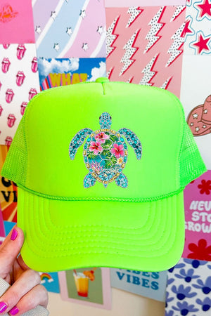 Seaside Sparkle Turtle Otto Foam Front Trucker Hat - Wholesale Accessory Market