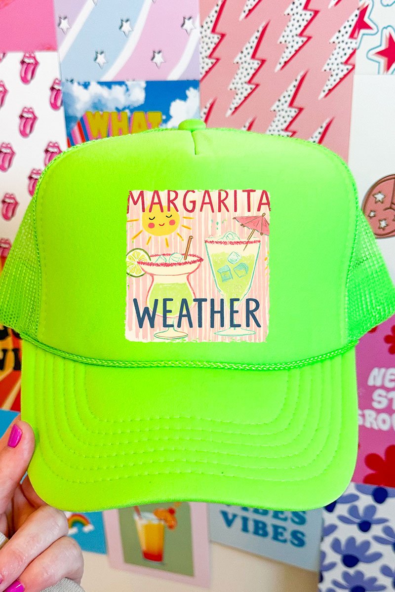 Sip The Sunshine Margarita Weather Otto Neon Green Foam Front Trucker Hat - Wholesale Accessory Market
