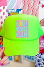 Striped Happy Cool Moms Club Otto Neon Green Foam Front Trucker Hat - Wholesale Accessory Market