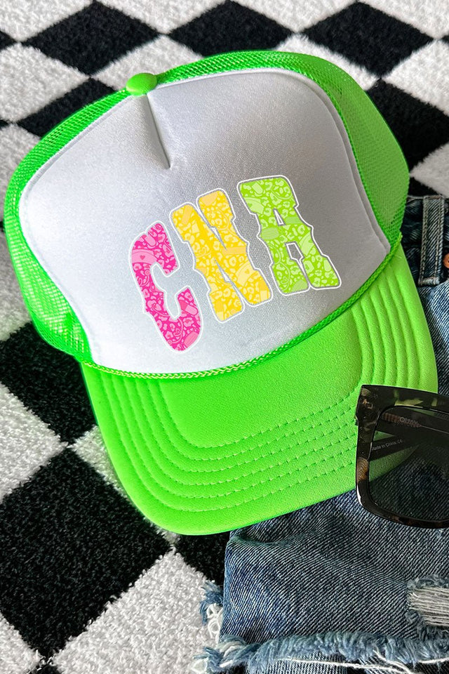 CNA Neon Care Crew Otto Neon Green with White Foam Front Trucker Hat - Wholesale Accessory Market