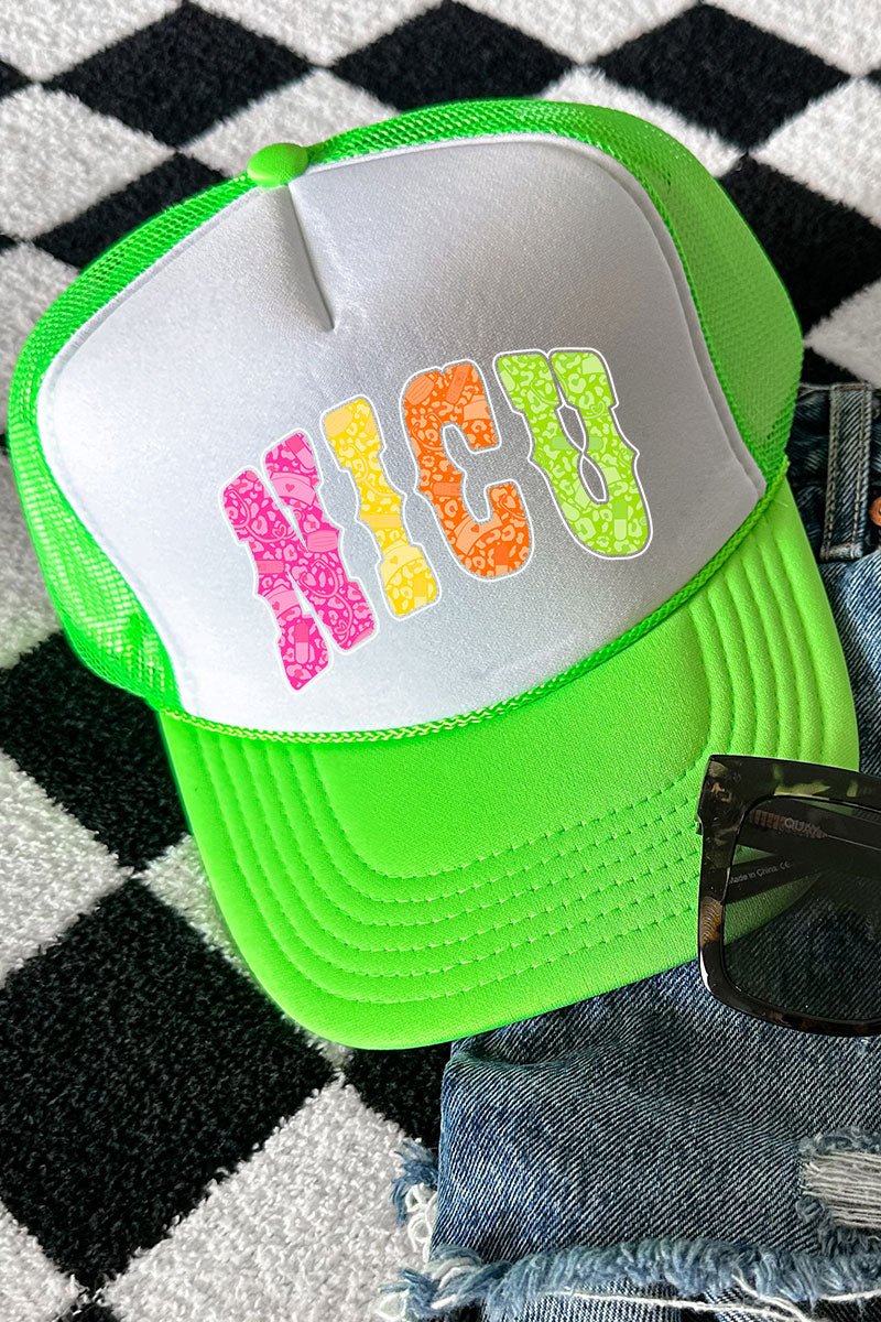 NICU Neon Care Crew Otto Neon Green with White Foam Front Trucker Hat - Wholesale Accessory Market