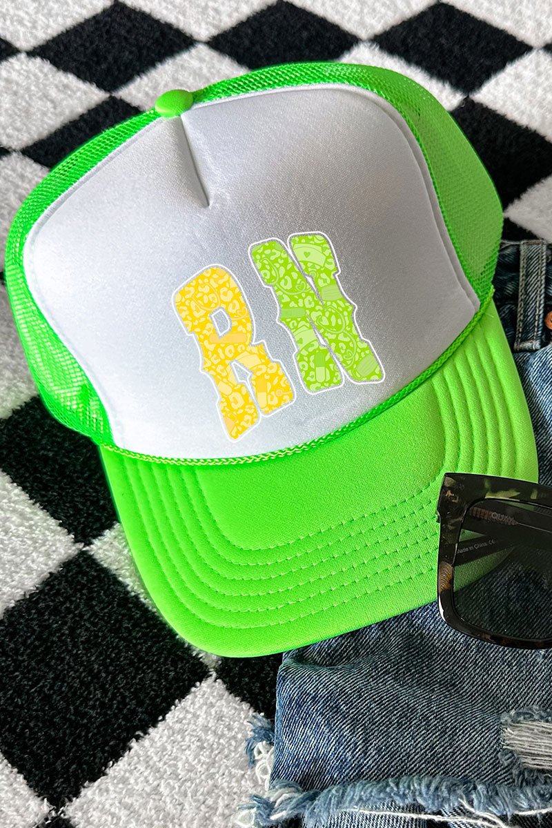 RN Neon Care Crew Otto Neon Green with White Foam Front Trucker Hat - Wholesale Accessory Market