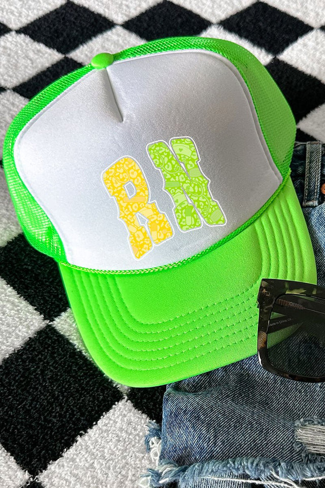 RN Neon Care Crew Otto Neon Green with White Foam Front Trucker Hat - Wholesale Accessory Market