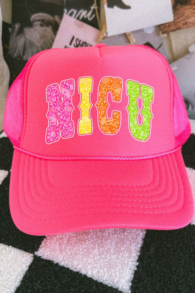 NICU Neon Care Crew Otto Neon Pink Foam Front Trucker Hat - Wholesale Accessory Market